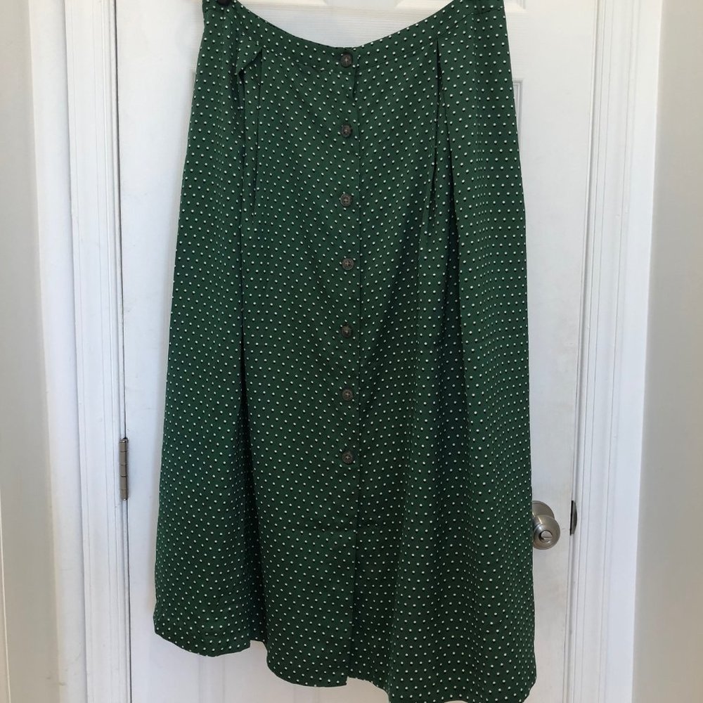 Who What Where Green Polka Dot Midi Skirt